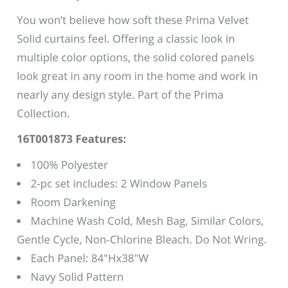 Prima Two Panel Velvet Darkening Insulated Window Curtains Navy Blue 38